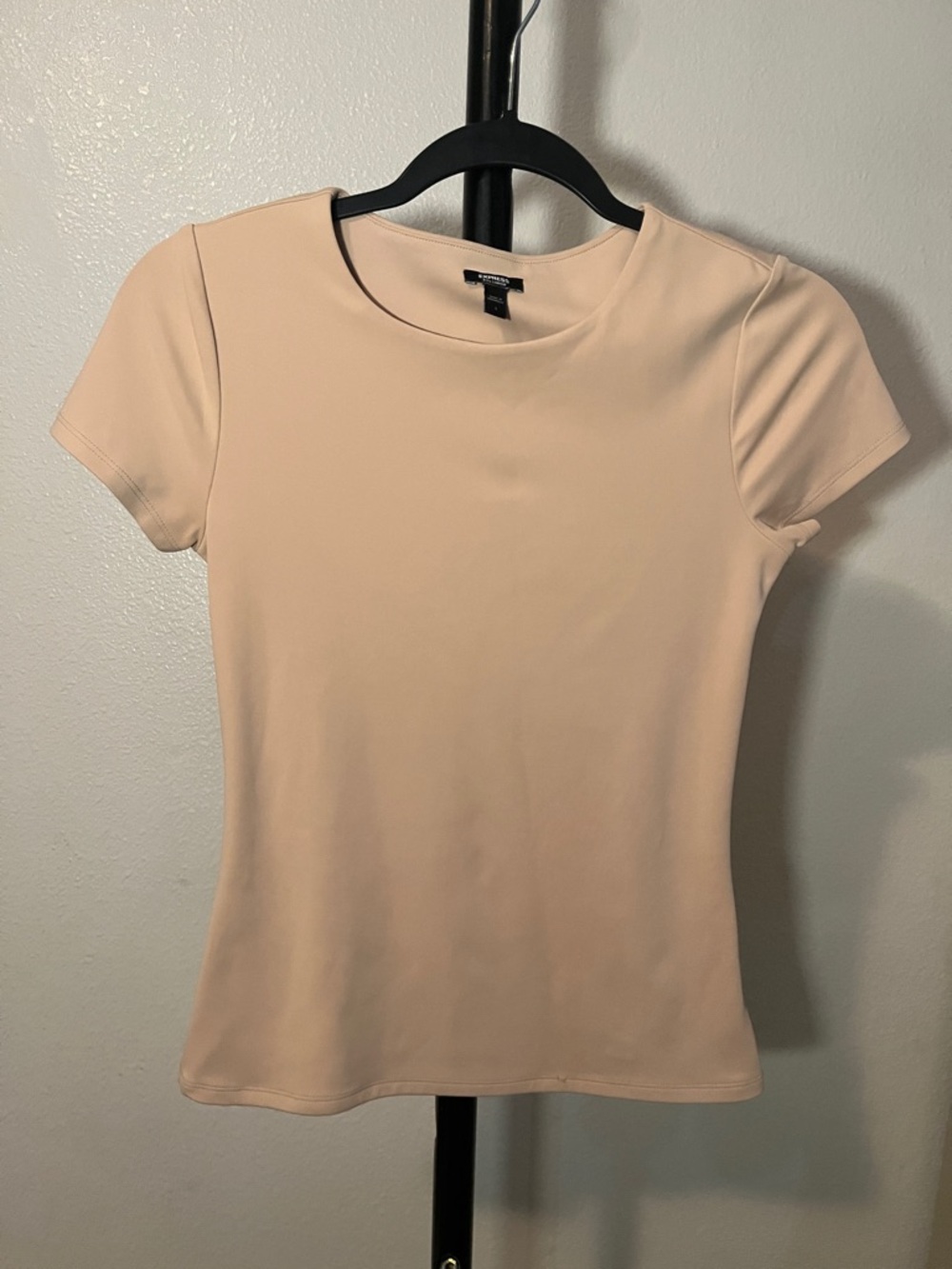 Express Short Sleeve Tee Compression Top in Tan